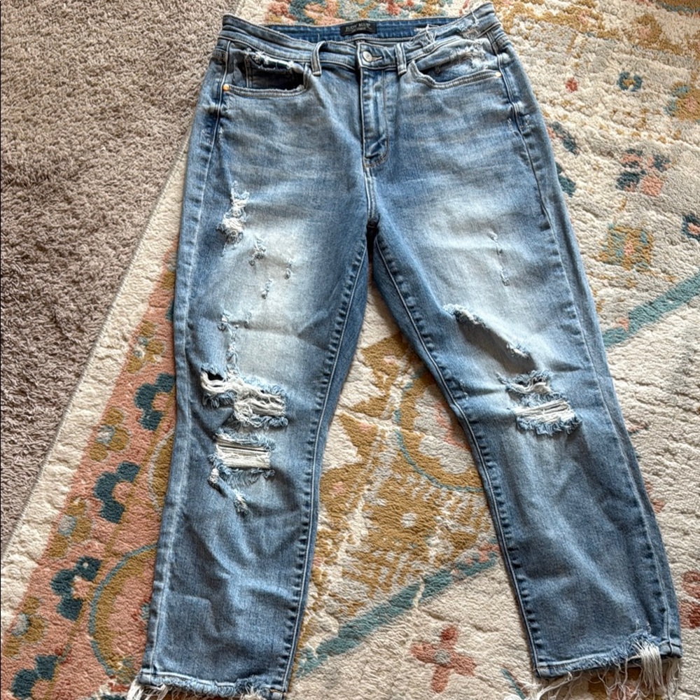 Distressed Straight Fit Judy Blue Jeans
